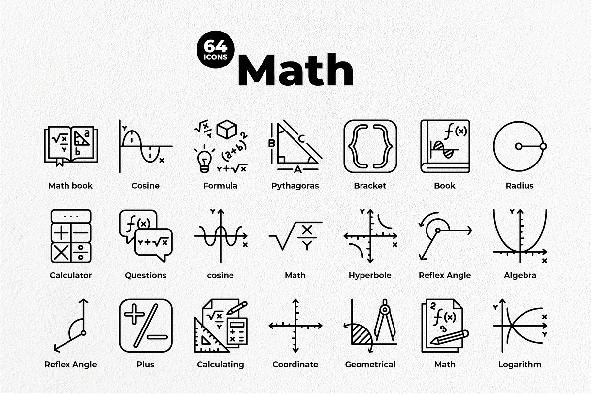 Math Icon Pack, an Outline Icon by Tekuni