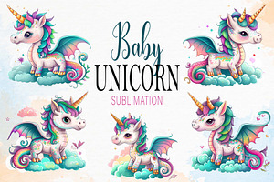 Colorful Unicorn Sublimation Clipart