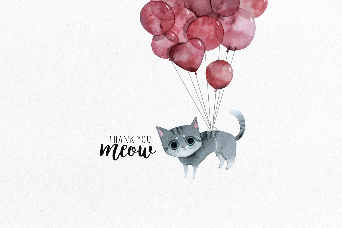 Watercolor Cats. Valentine's Day set, a Graphic by Noli Molly Store (Photo 7 of 7)