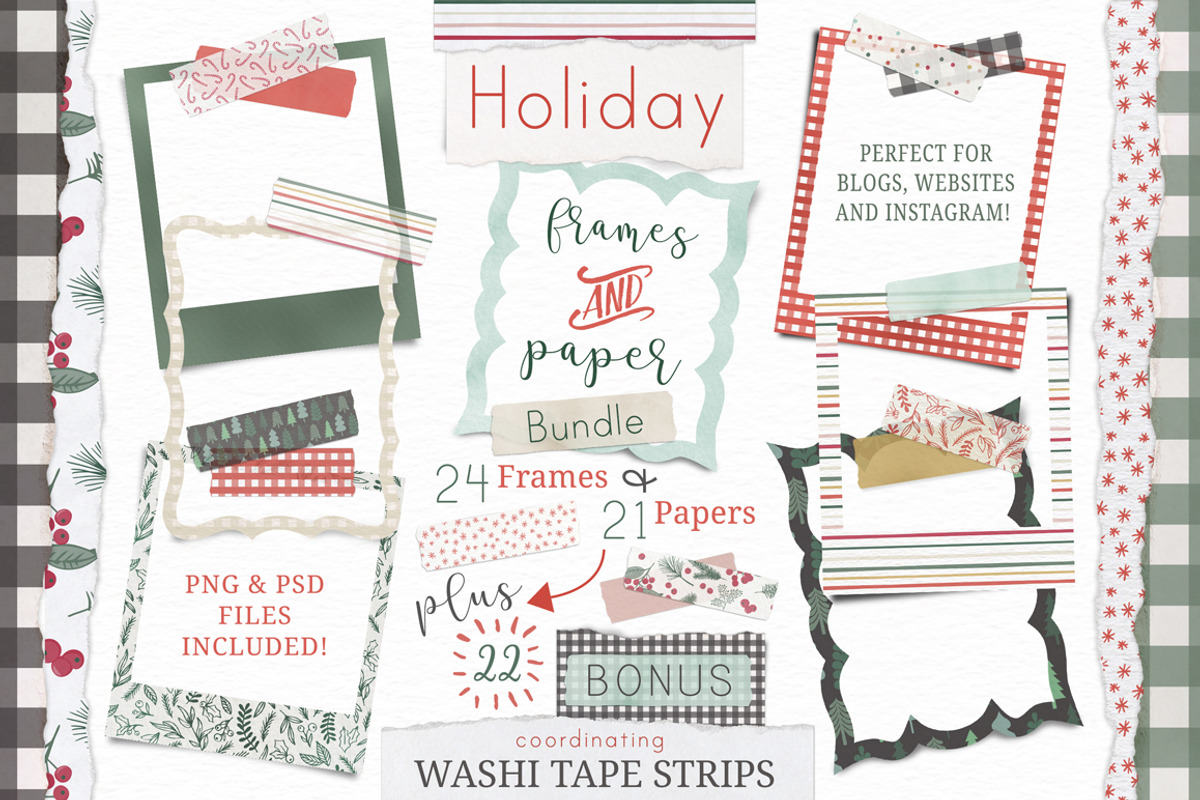 Holiday Frames, Papers & Washi Tape, an Object Graphic by patternpop studio (Photo 1 of 7)