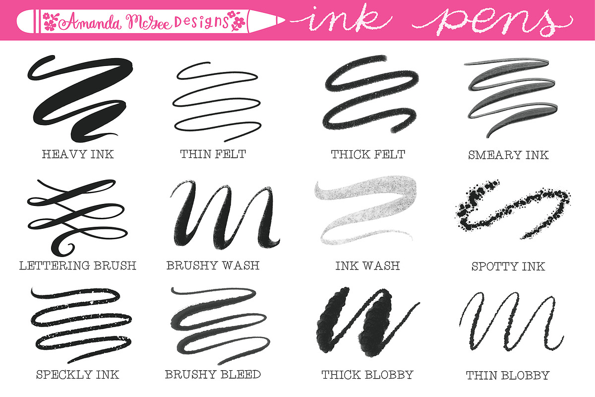Procreate Ink Pen Brushes and Stamps preview 2