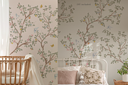 Woodland Chinoiserie Pattern scene, a Wallpaper Graphic by Grace Noboa Illustrations (Thumbnail 2 of 14)