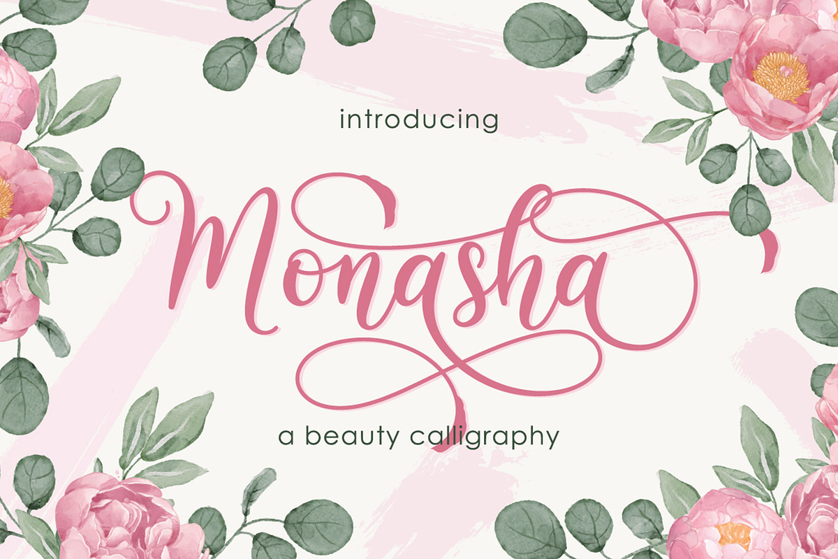 Monasha | Beauty Calligraphy, a Script Font by Almeera Std (Photo 1 of 12)