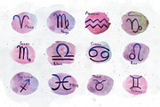 Zodiac Signs Watercolor Backgrounds, an Illustration by paperlions (Thumbnail 2 of 8)