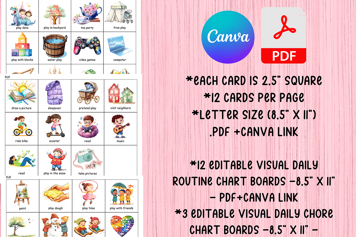 Editable Kids Daily Routine Cards, a Card Template by LA Design (Photo 7 of 10)