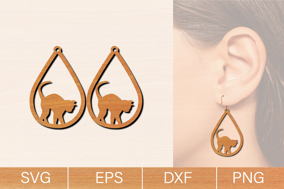 Cat Earrings Laser Cut SVG Bundle, an Object Graphic by jannatulpakhi (Photo 4 of 13)
