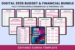 Digital 2026 Budget&Financial Bundle, a Stationery Template by Shumaya
