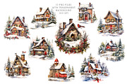 Watercolor Christmas House, a Seasonal Illustration by Vasmila (Thumbnail 3 of 8)