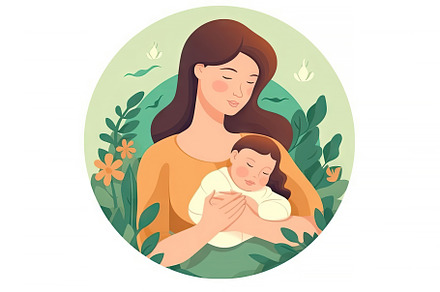 Mother holding her baby in her arms. Vector illustration in flat, a Person Photo by AS photostudio