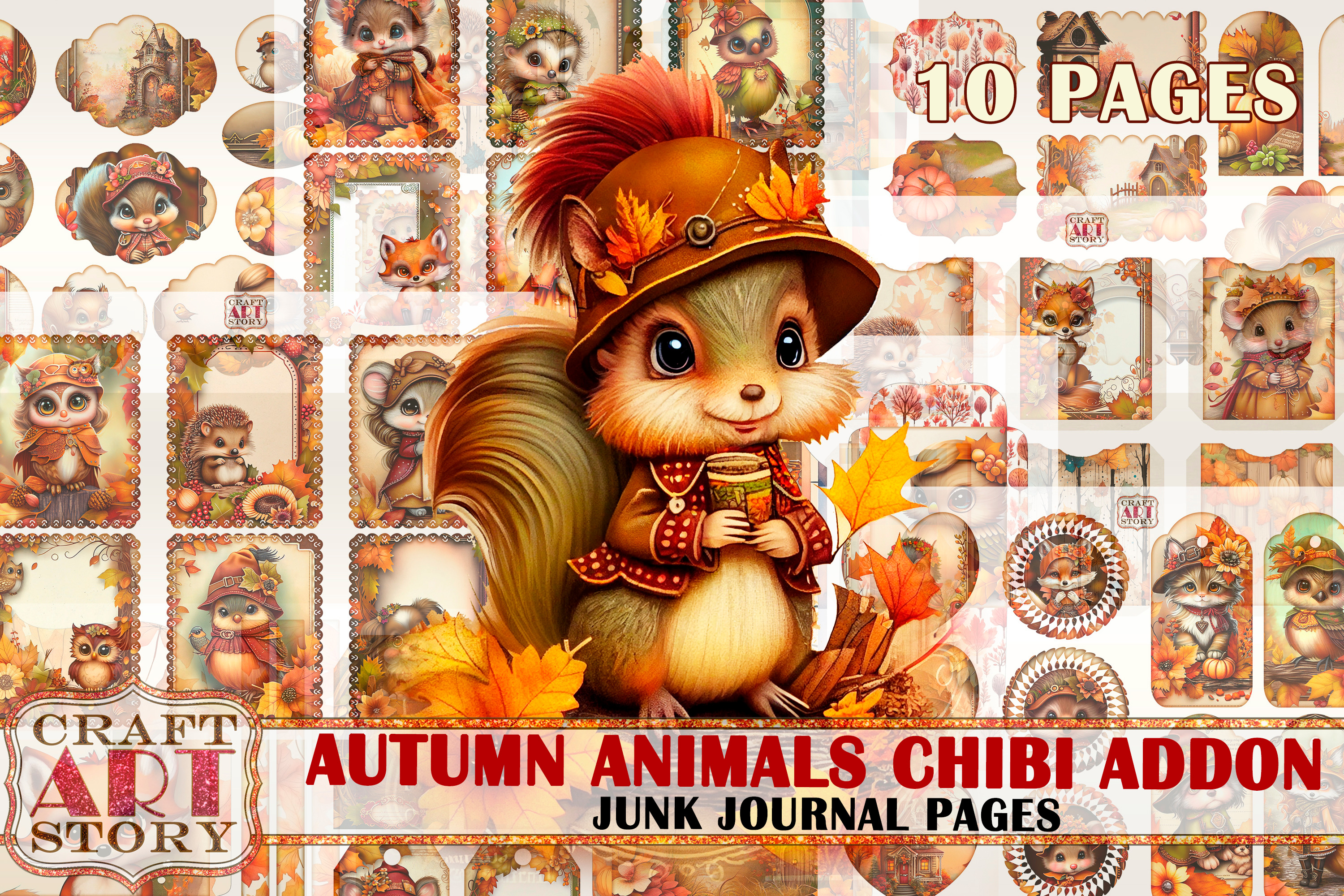 Autumn animals Chibi ADDON, a Seasonal Illustration by CraftArtStory