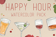 Watercolor Happy Hour Pack, an Illustration by R.Ewers Designs (Thumbnail 1 of 3)