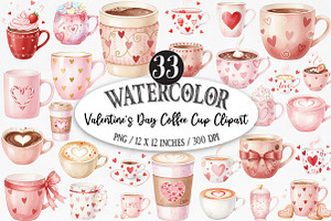 Valentine's Day Coffee Cup Clipart, an Illustration by Designking
