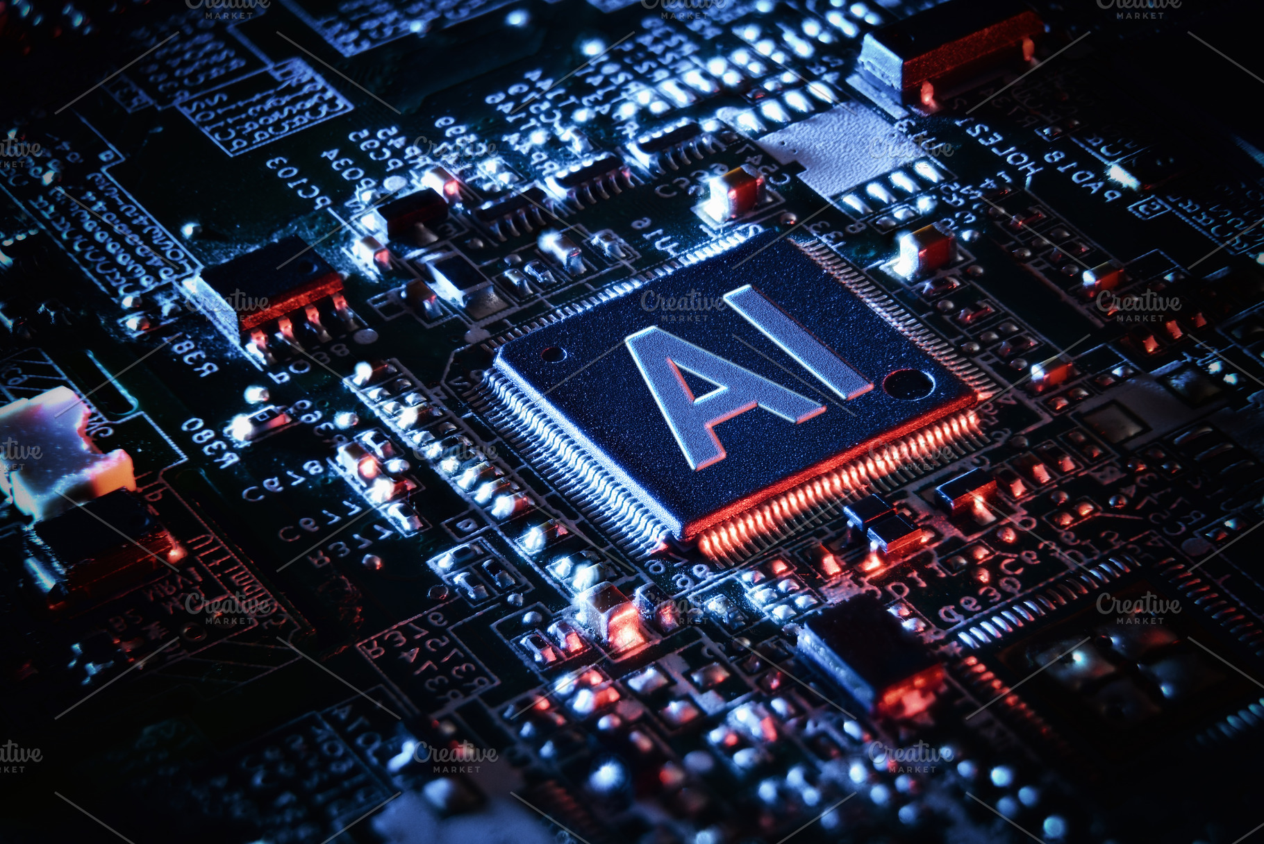 AI Chip on a Futuristic Circuit Board, a Technology Photo by Davizro's Market