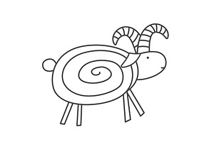 Abstract ram or goat sheep linear, an Object Illustration by Toltemara