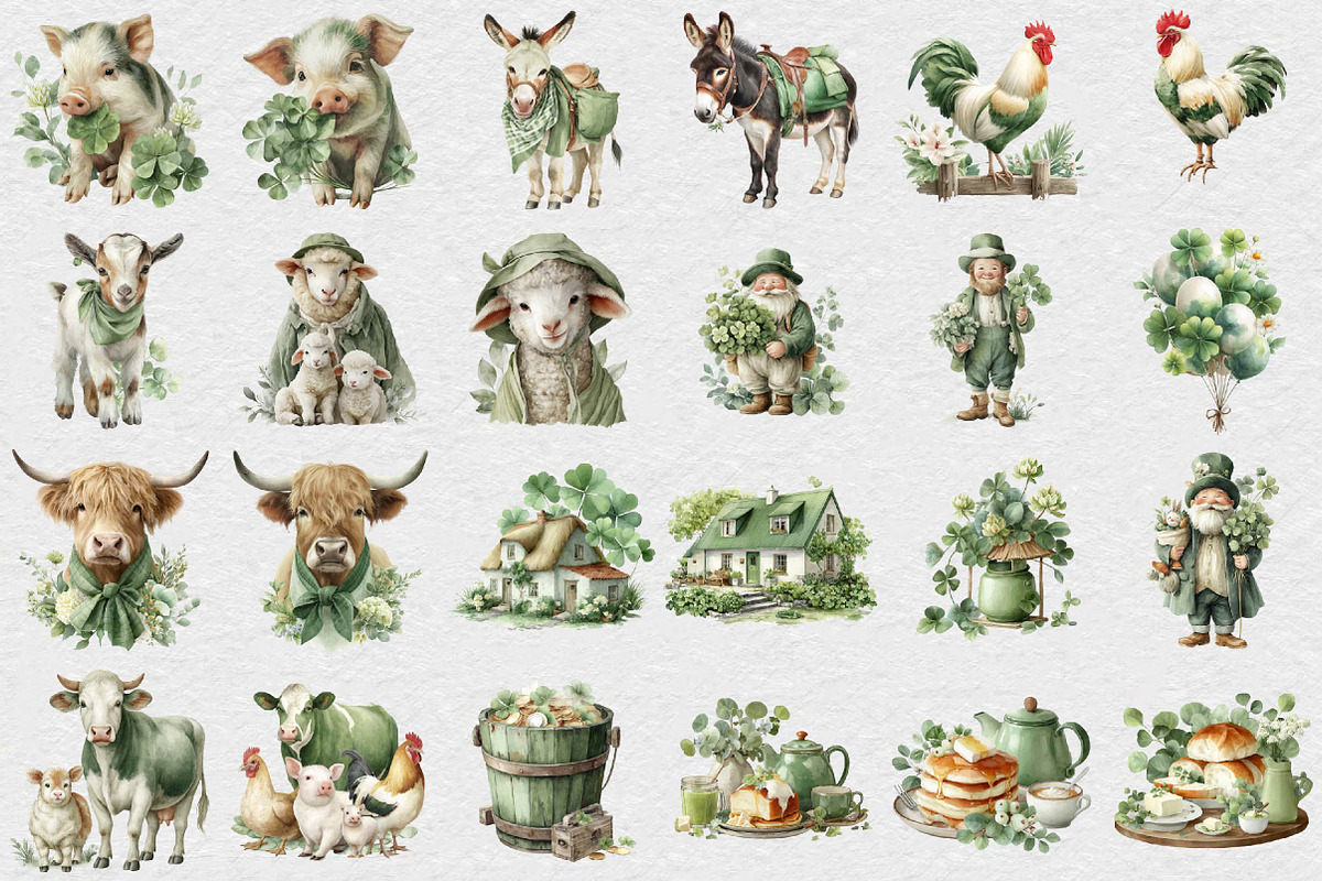 Farmhouse St Patrick Day Clipart, an Illustration by DreamCafeArt (Photo 2 of 6)