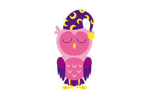 A pink and purple owl in sleeping, an Animal Illustration by the8monkey