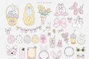 Pastel Preppy Easter Girl Cliparts, a Seasonal Illustration by @olga.angelloz (Thumbnail 2 of 3)