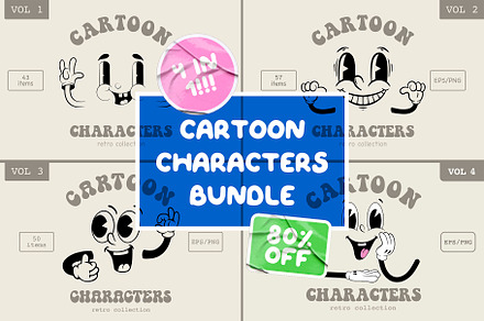 80% OFF Cartoon Characters Bundle, an Illustration by Alina Sh
