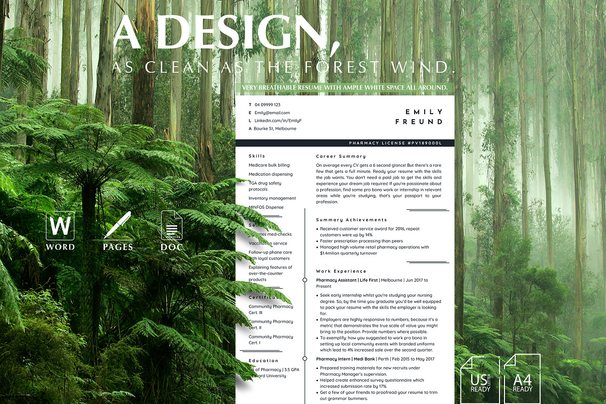 Pharmacy Resume Template Word, a Resume Template by Career Canvas (Photo 2 of 11)