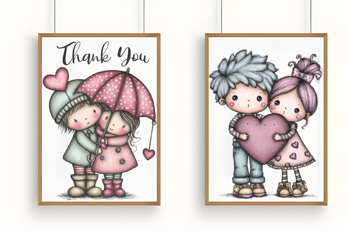 Quirky Girl & Boy Valentine Icons, a Person Illustration by RobertsArt (Photo 5 of 7)