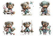 Pastel Watercolor Teddy Bear Clipart, a Seasonal Illustration by CreationArt (Thumbnail 6 of 7)