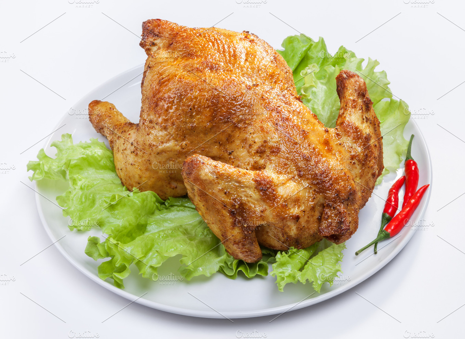 Baked Chicken With Green Salad And C