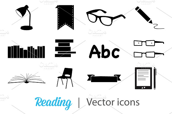 Black Books And Reading Icons Set