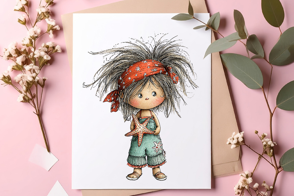 Whimsical Summer Girls Clipart, an Illustration by SinaCreation (Photo 6 of 7)