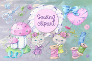 Sewing accessories and sewing mouse, an Illustration by Yuliya Art (Thumbnail 1 of 10)