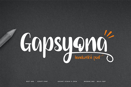 Gapsyona - Handwritten Font, a Handwritten Font by Iqsiart Studio