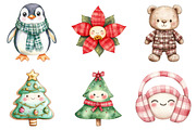 Kawaii Plaid Christmas Clipart, a Seasonal Illustration by CitraGraphics (Thumbnail 3 of 9)