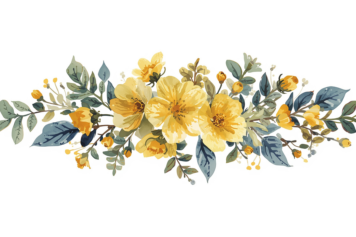 Sunny Yellow Floral Set, an Illustration by Designs_River (Photo 3 of 11)