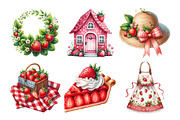 Cute Cottagecore Strawberry Clipart, an Illustration by Daily.Designs (Thumbnail 3 of 5)