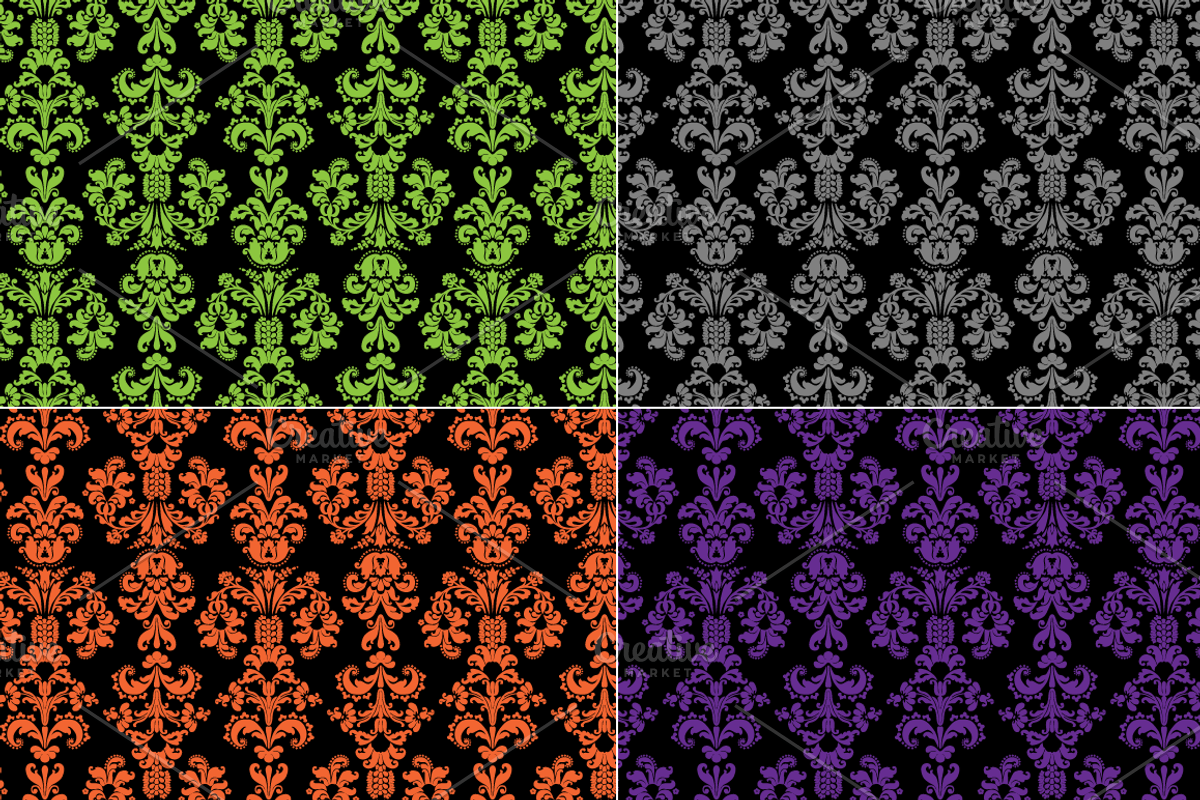 Seamless Halloween Damask Patterns preview 5