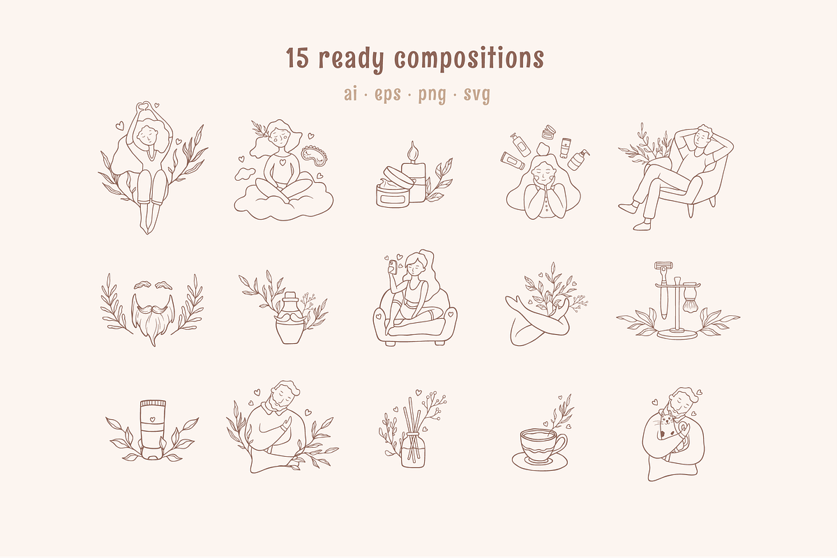 Whimsical self care set. Me time, a Healthcare Illustration by soboleva alya (Photo 8 of 16)