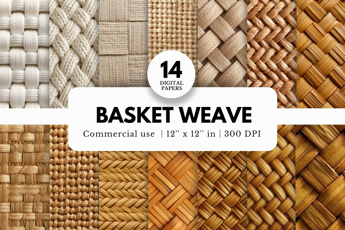 14 Basket Weave Texture Backgrounds, a Pattern Graphic by NorthWindPixels (Photo 1 of 4)