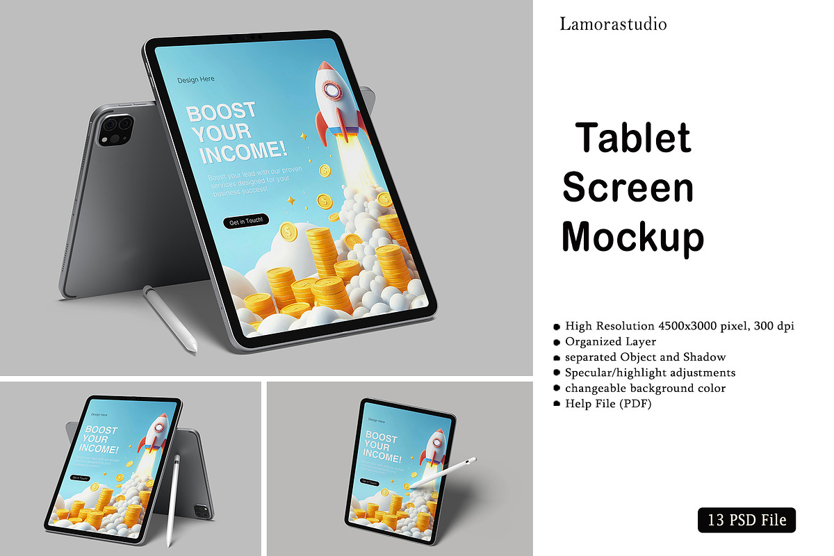 Tablet Screen Mockup, an iPad Mockup by lamorastudio (Photo 1 of 14)