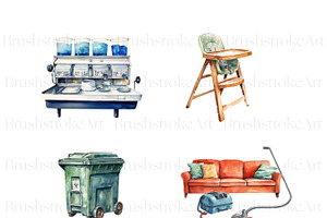 Watercolor Cleaning Clipart Pack