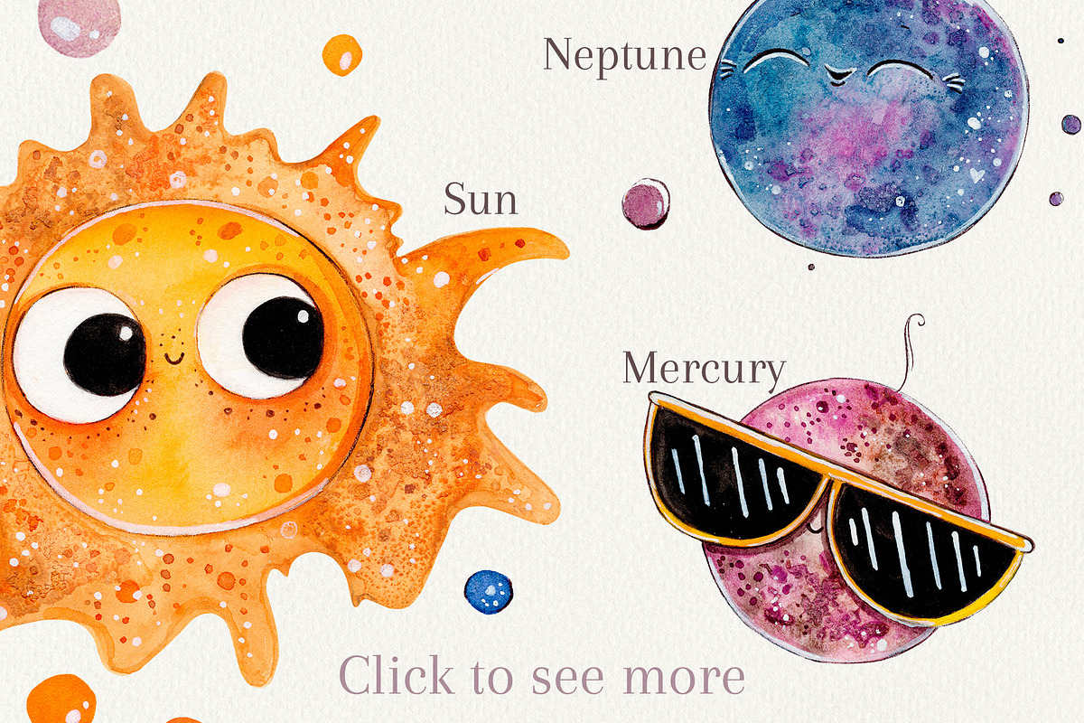 Joyful Planets set +3 patterns, a Decorative Illustration by Kristina Crocus (Photo 2 of 4)