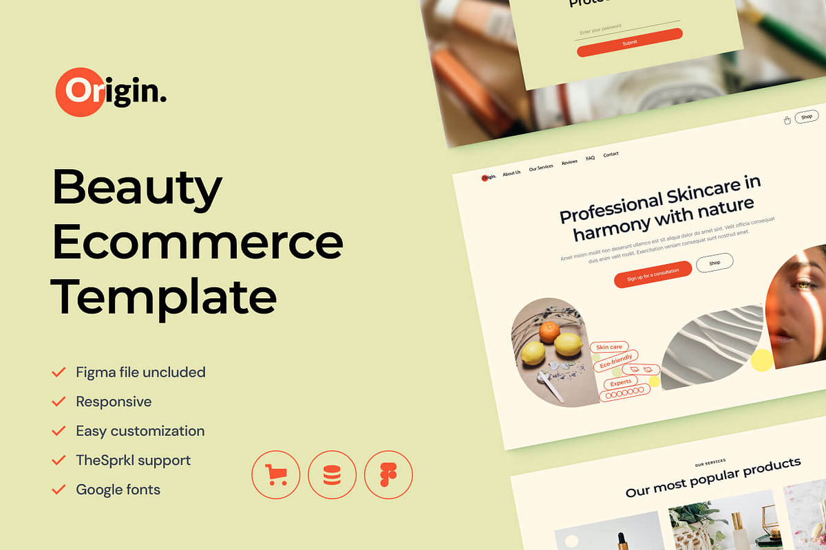 OriginBeauty Beauty Website Template, an UI Kit Template by EGO Creative Innovations (Photo 1 of 5)