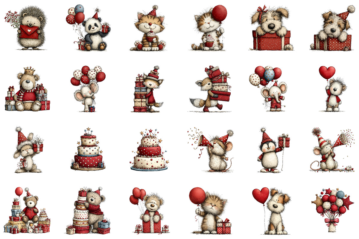 Whimsical birthday clipart birthday, an Illustration by CreationArt (Photo 2 of 5)