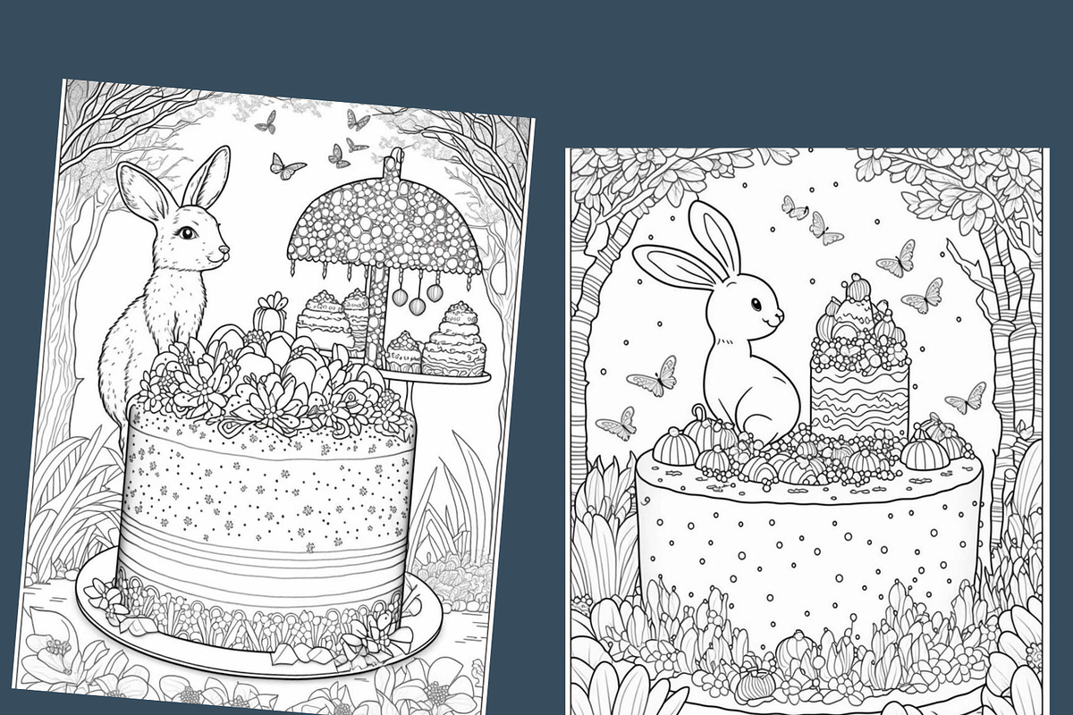 Easter Cake Coloring Pages for Adult, a Seasonal Illustration by Sourcedigi (Photo 3 of 3)