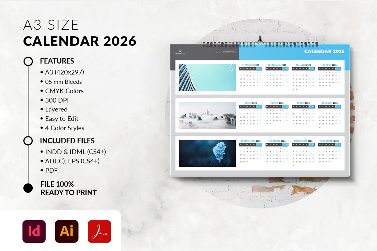 2026 Landscape Calendar Printable preview 3