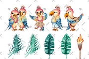 Cute Parrots Watercolor Cliparts, an Animal Illustration by Phantasia Design (Thumbnail 2 of 8)