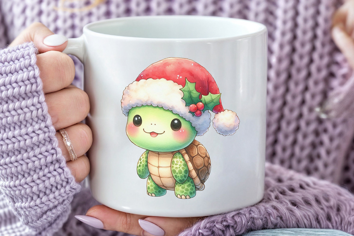 Christmas Cute Sea Turtle Clipart, an Illustration by Rose Art (Photo 5 of 5)