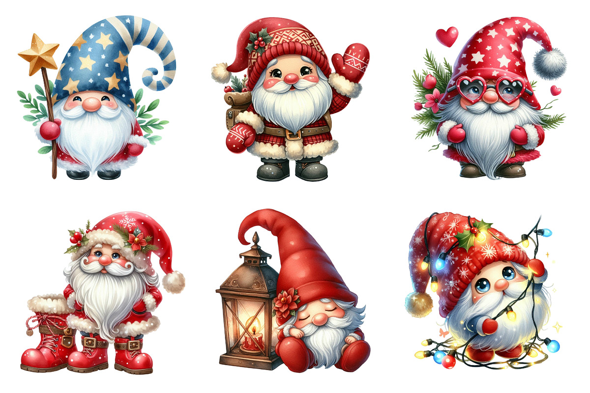 Red And White Gnome Clipart, an Illustration by SinaCreation (Photo 4 of 7)
