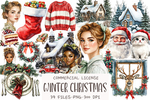 Cozy Winter Christmas Clipart, an Illustration by OK Design