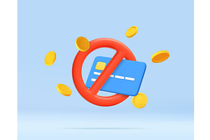 3d Credit Card Blocked with Coins, a Finance Illustration by ModVector