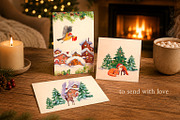 Christmas Woodland Watercolor Set, a Seasonal Illustration by Where summer is (Thumbnail 6 of 11)