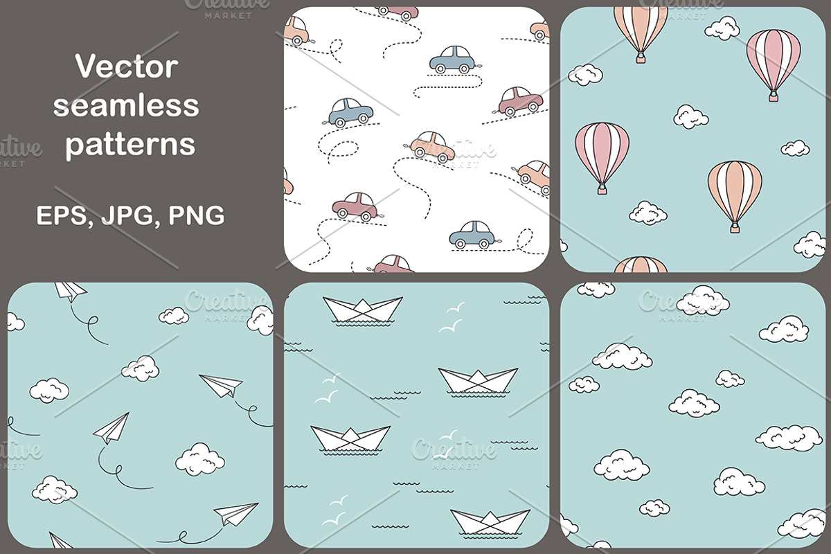 10 cute Vector Seamless Patterns, a Pattern Graphic by InkySplash (Photo 3 of 5)